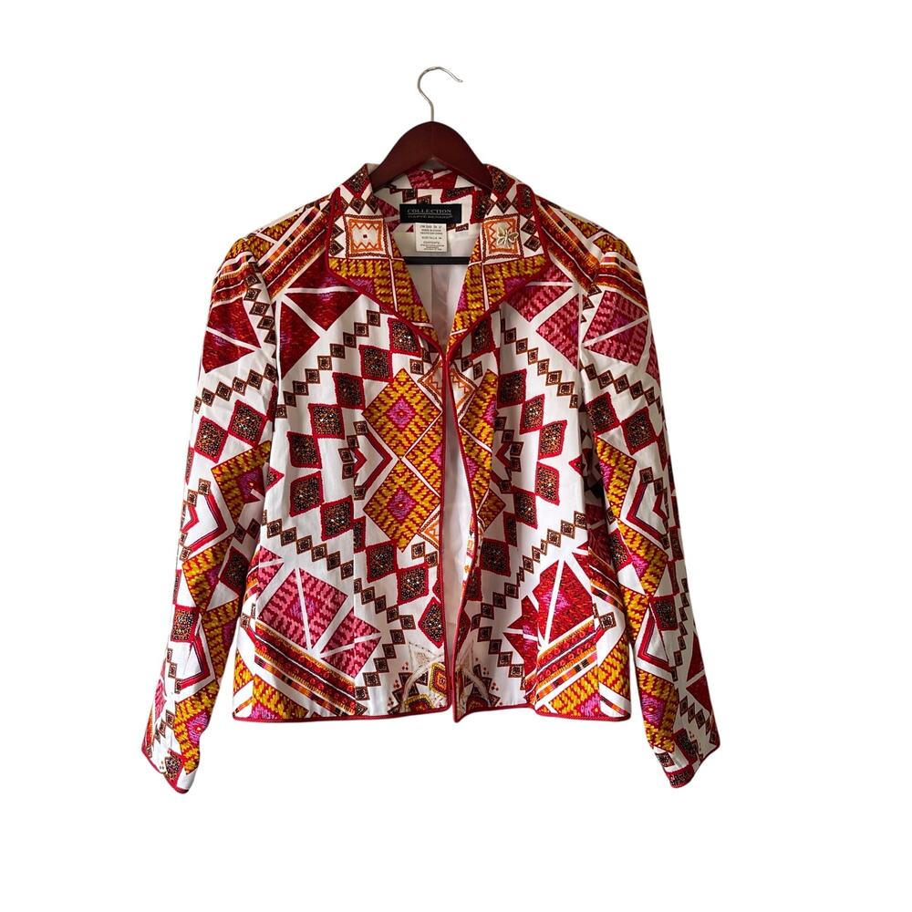 Vintage y2k Harve Benard Jacket Multi-Colored Geometric Open Front large